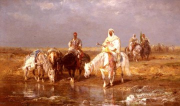 Tier Werke - Araber bewässern ihre Pferde Araber Adolf Schreyer